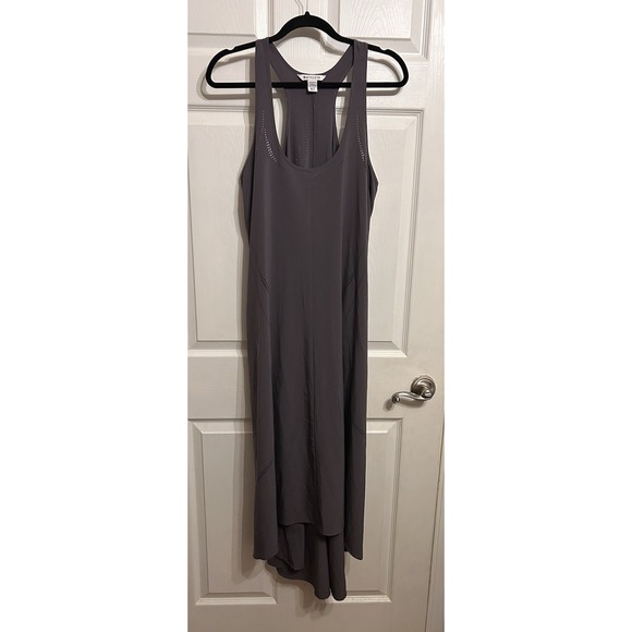 Athleta Presidio Laser Cut Dress Medium Asymmetric Maxi Racer Back Athleisure - Picture 3 of 11